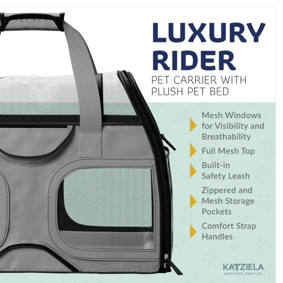 Katziela Luxury Rider Pro Pet Carrier  Double Telescopic Handle Grey - Picture 4 of 12